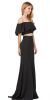 Off-shoulder Flounce Top Two Piece Long Prom Dress in Black